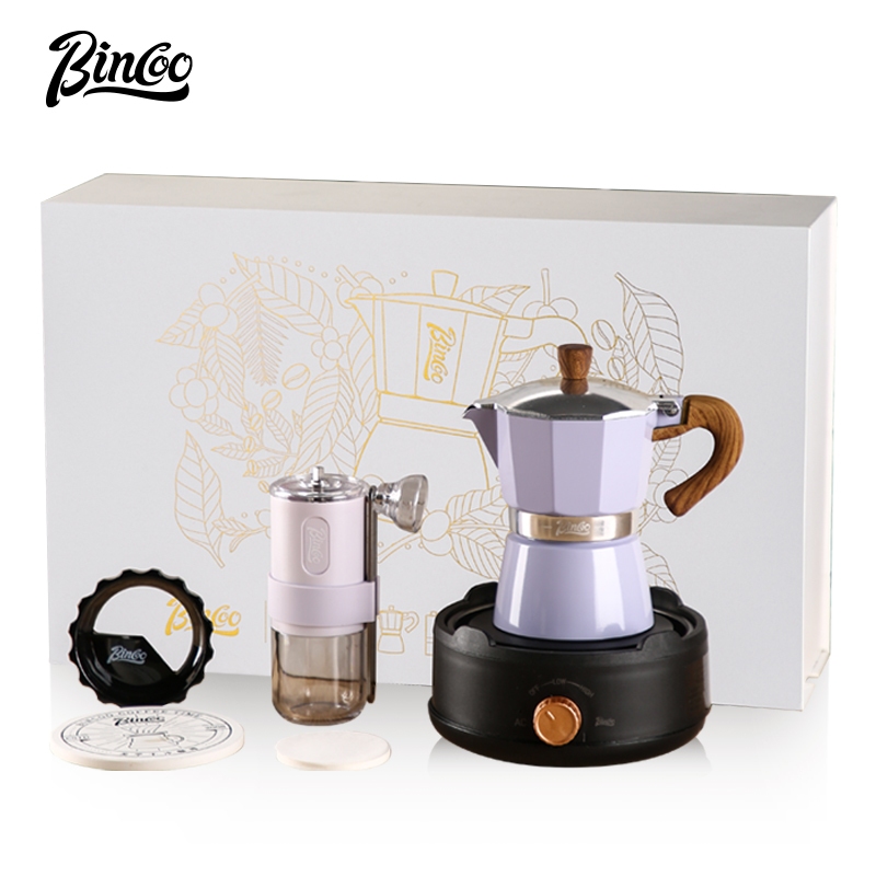 BINCOO Van Đơn Moka Nồi 7 Cái Bộ Lò Gốm Điện Gia Đình Máy Pha Cà Phê Có Máy Xay Bằng Tay Di Động Cho