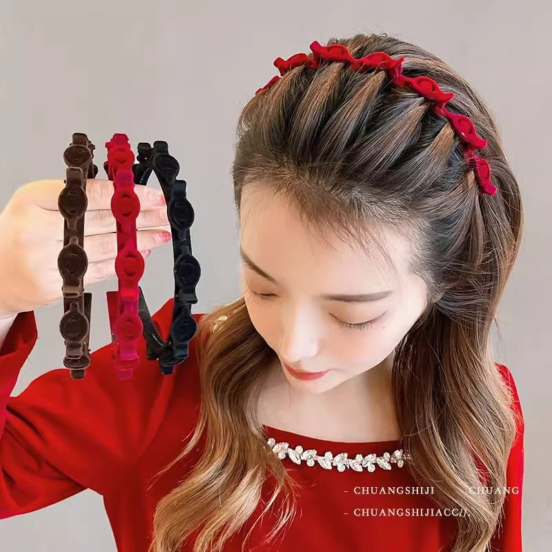 Hair Hoop Headband Mũ Vintage Nhung Trán Bện F101