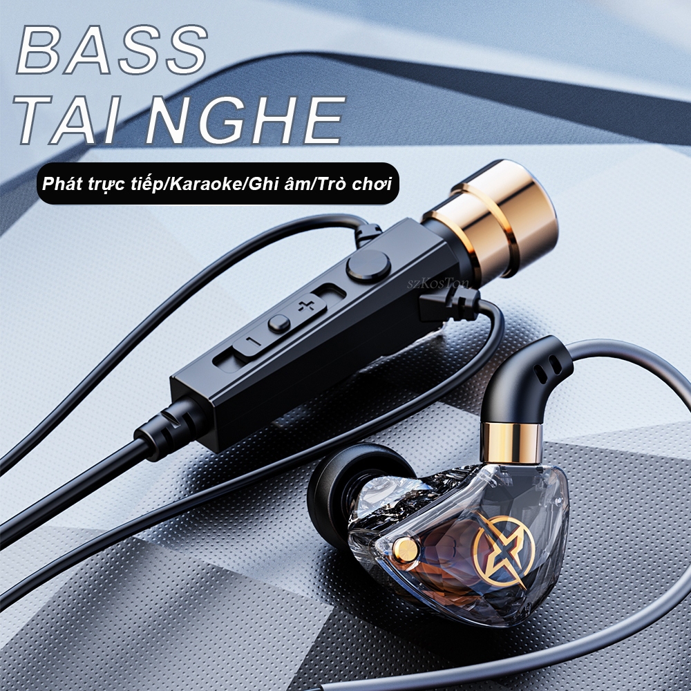 Sprise Mới KT Có Dây Tai Nghe Có Micro Âm Bass Sâu Karaoke Năng Động Mic Stereo Tai Nghe In-Ear 3.5 Mm
