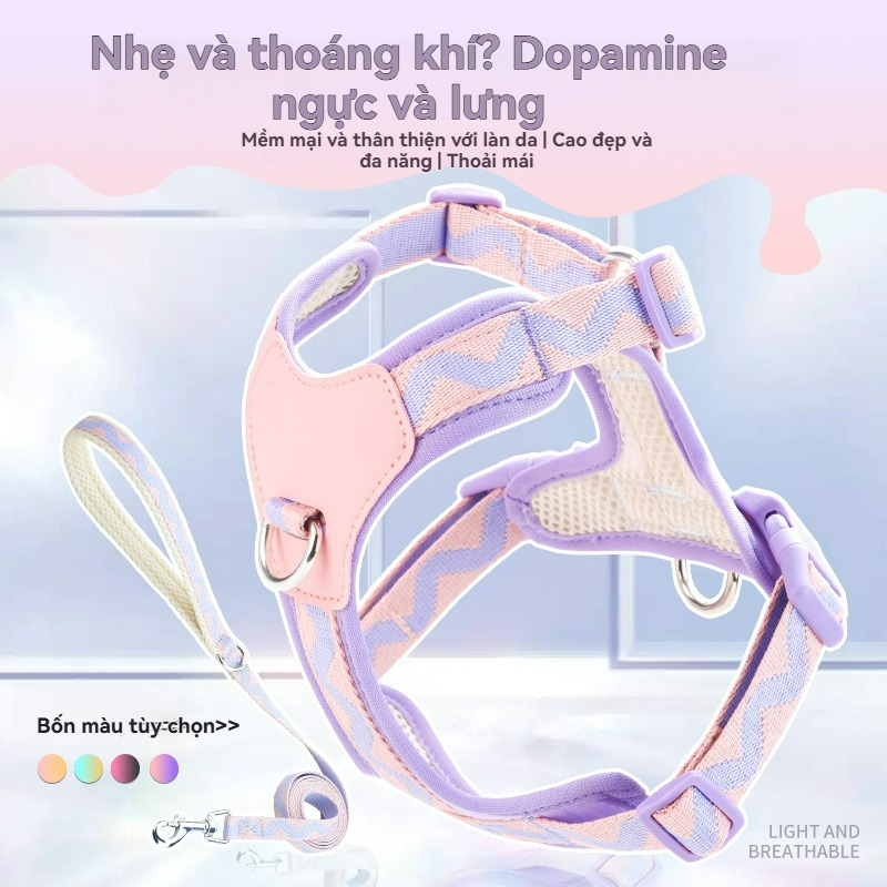 ​​Chống Cháy Nổ Okinawa Lực Kéo Dây Chống Tắc Cổ Băng Lụa Thoáng Mát Dây Đeo Ngực Chó Nhỏ Phản Quang