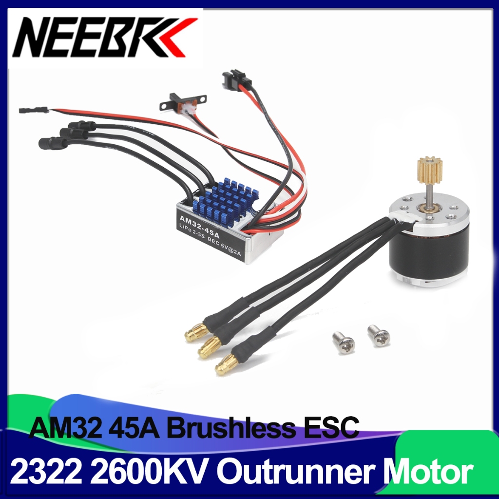 Neebrc 2322 2600KV Outrunner Động cơ bánh xích không chổi than với AM32 45A ESC không chổi than cho 