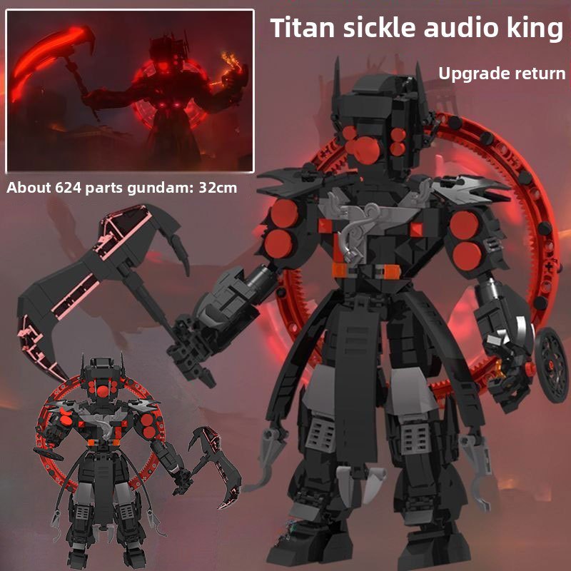 Đồ chơi nhà vệ sinh Skibidi / Titan TV Man Clock King 2.0 Nâng cấp Loa hình liềm Lắp ráp Mô hình khố