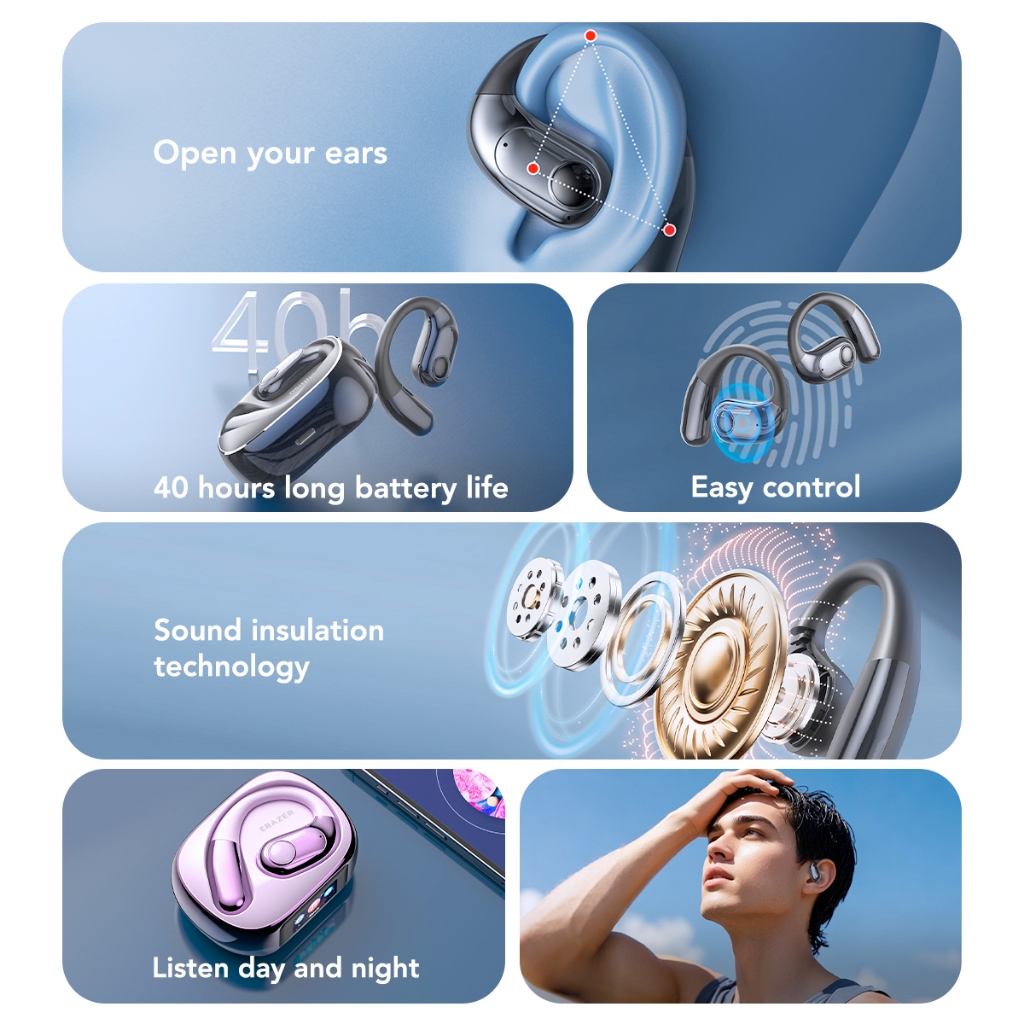 Lenovo ERAZER XF52 AI dịch thời gian thực Tai nghe Bluetooth Tai nghe không dây Bluetooth 6.0 Chất lượng âm thanh HiFi LED màn hình thông minh đầy đủ màu Giảm tiếng ồn thông minh | BigBuy360 - bigbuy360.vn