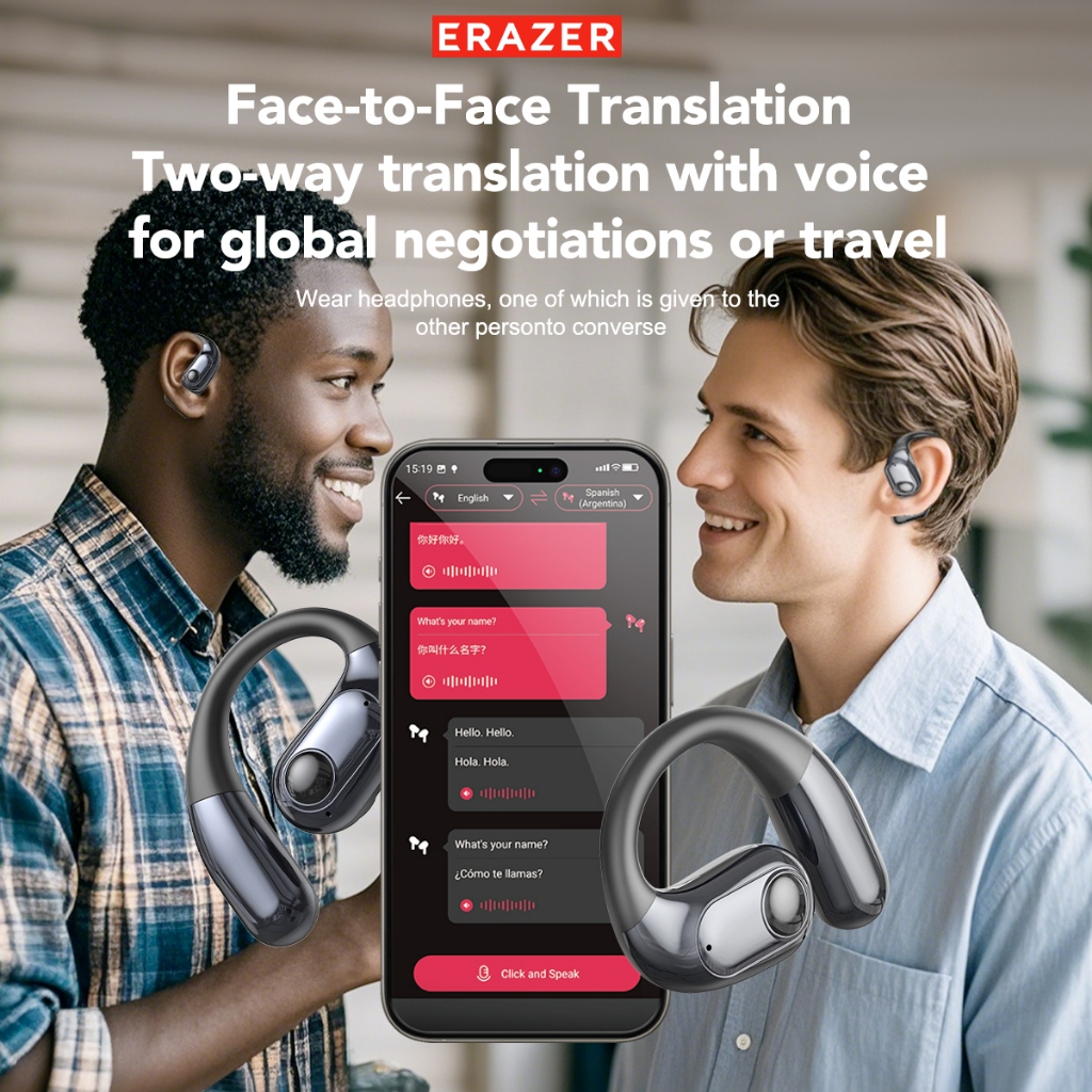 Lenovo ERAZER XF52 AI dịch thời gian thực Tai nghe Bluetooth Tai nghe không dây Bluetooth 6.0 Chất lượng âm thanh HiFi LED màn hình thông minh đầy đủ màu Giảm tiếng ồn thông minh | BigBuy360 - bigbuy360.vn