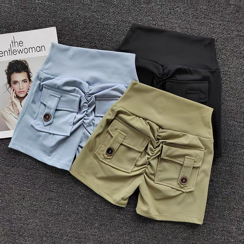 Quần ngắn đi xe đạp tập Yoga dành cho nữ có túi nâng mông nâng cơ thể dục Quần short chạy bộ đi xe đạp Quần tập thể dục Quần short tập luyện lưng cao