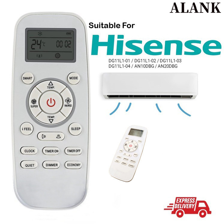 ALANK HISENSE Điều Khiển  Máy Lạnh điều hòa DG11L1-01 DG11L1-02 DG11L1-03 DG11L1-04 AN10DBG