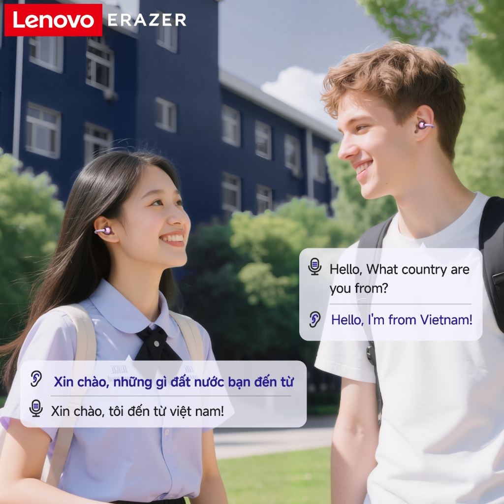 Lenovo ERAZER XF36 Tai Nghe Phiên Dịch Al Dịch thuật thời gian thực thông minh Tai nghe Bluetooth loại bỏ tiếng ồn Tai nghe không dây Bluetooth 6.0 Tai nghe không dây âm thanh nổi HiFi Tai nghe dẫn truyền xương | BigBuy360 - bigbuy360.vn
