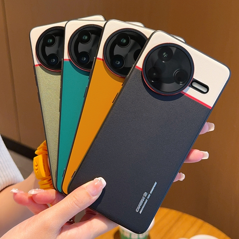 YUTANG Splicing Colors Leather Hard Case For Redmi K80 Pro POCO F7 Pro F7 Ultra Protection Soft Bump