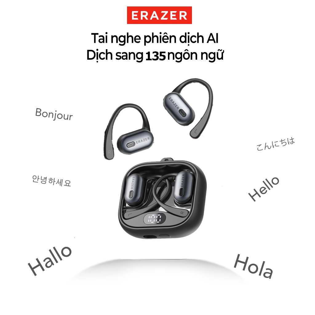 ERAZER XF53 Tai Nghe Phiên Dịch Al Dịch thuật thời gian thực thông minh Tai nghe Bluetooth loại bỏ tiếng ồn Tai nghe không dây Bluetooth 6.0 Tai nghe không dây âm thanh nổi HiFi | BigBuy360 - bigbuy360.vn