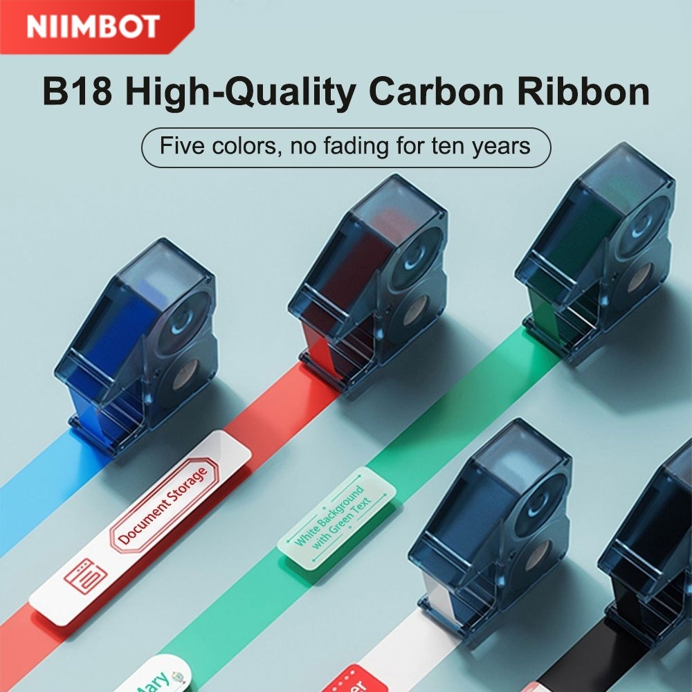 Niimbot B18 Resin Based Carbon Ribbon 14mm*16m Long-lasting Non-fading for B18 Thermal Transfer Labe