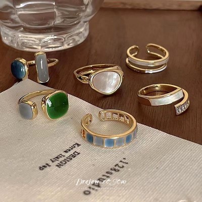 DREJEW Thời trang cao cấp cá tính và phong cách lạnh lùng mở ngón trỏ nhẫn nhẫn ins nhẫn