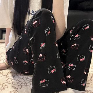 Quần hoạt hình mùa hè dễ thương hello kitty quần đồ ngủ dáng rộng quần nhà thông thường