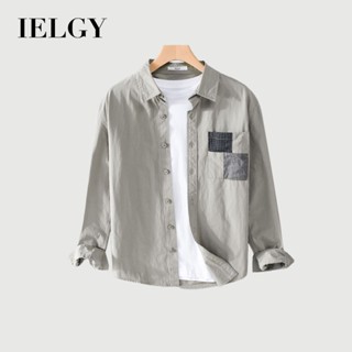 IELGY Xuân Thu Áo Sơ Mi Nam Dài Tay Rời Mùa Hè Phù Hợp Với Thanh Niên Màu Sắc Đơn Giản Phù Hợp Với Áo Sơ Mi Áo Khoác
