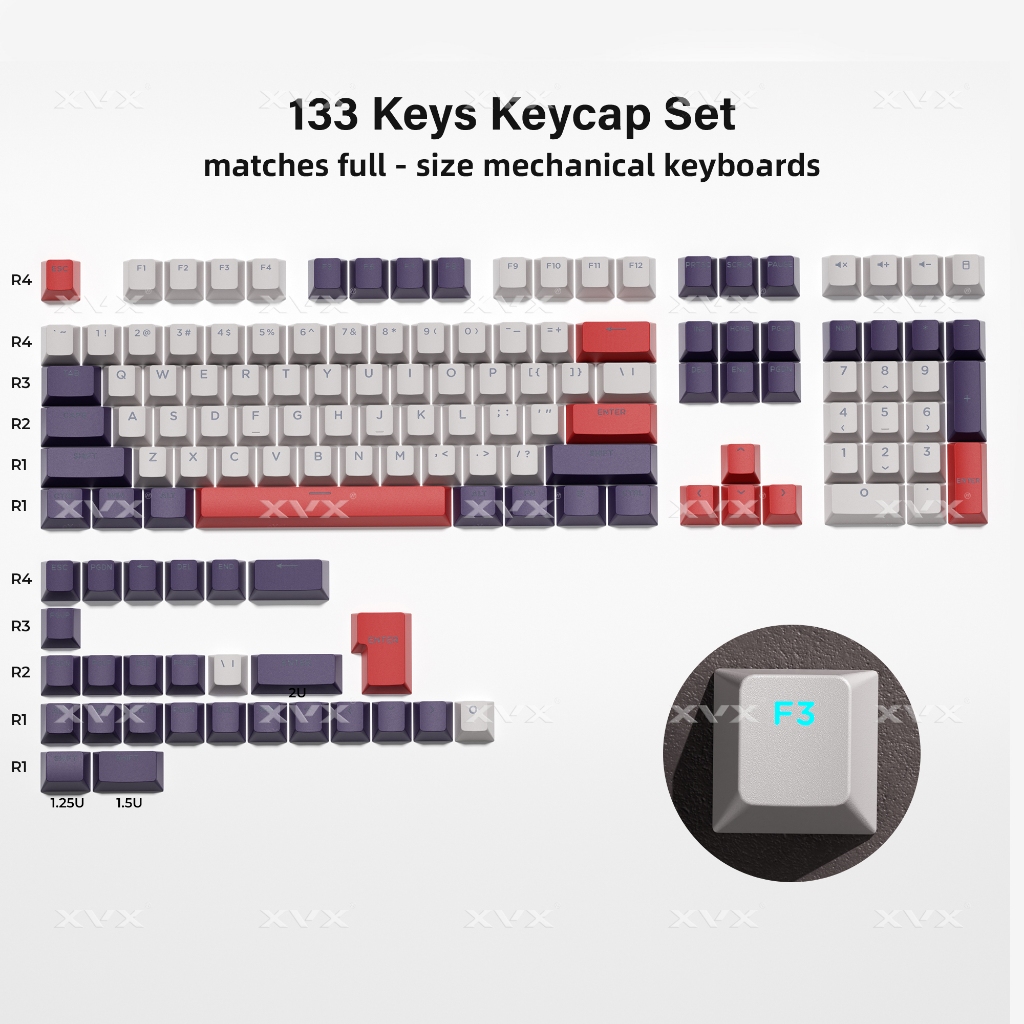 Dòng sản phẩm phối màu XVX Shine-Through Double-Shot Cherry Profile PBT Keycap 133 phím | BigBuy360 - bigbuy360.vn