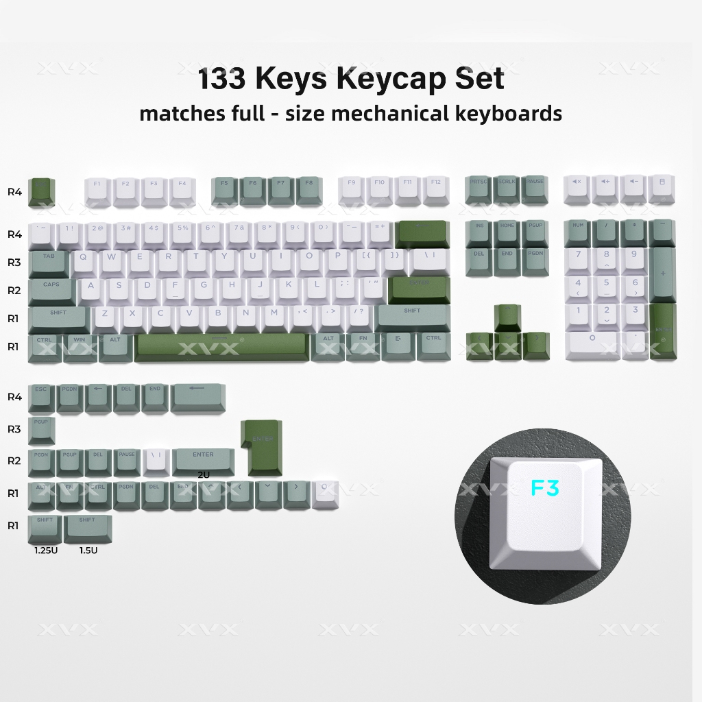 Dòng sản phẩm phối màu XVX Shine-Through Double-Shot Cherry Profile PBT Keycap 133 phím | BigBuy360 - bigbuy360.vn