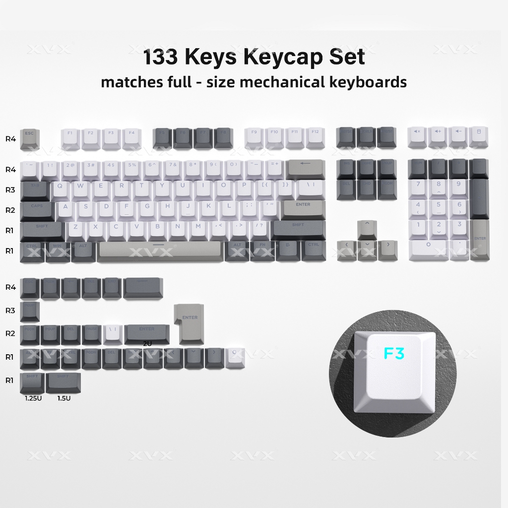 Dòng sản phẩm phối màu XVX Shine-Through Double-Shot Cherry Profile PBT Keycap 133 phím | BigBuy360 - bigbuy360.vn