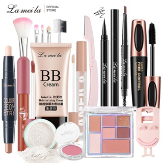 Điều 17 Bộ chăm sóc sắc đẹp Lameila Mascara + Phấn mắt + Son môi + Kem BB + Kem che khuyết điểm + Que che khuyết điểm + Phấn phủ + Phấn má hồng + Bút kẻ mắt + Bút chì kẻ mày + Dao lông mày + Kẹp lông mi + Cọ trang điểm * 5 Bộ nhiều người mới bắt đầu