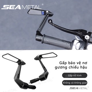 SEAMETAL Tay Lái Xe Máy Gương Chiếu Hậu Xe Máy Tay Lái Tay Cầm Điều Khiển Gương Chiếu Hậu Góc Có Thể Điều Chỉnh An Toàn Lái Xe
