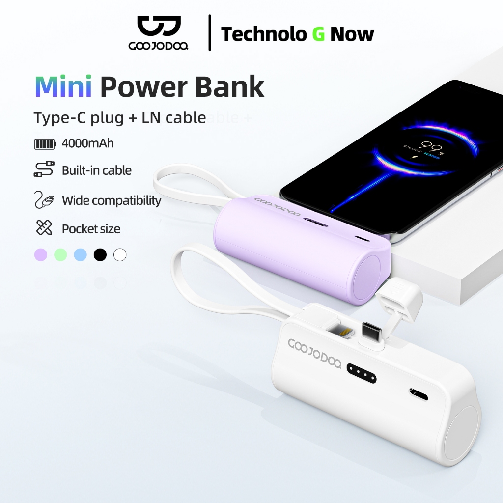 GOOJODOQ 4000mAh Mini Power Bank Bộ sạc di động Type-C & LN Cắm cho điện thoại Android / Đồng hồ / Tai nghe / Điện thoại 15-16