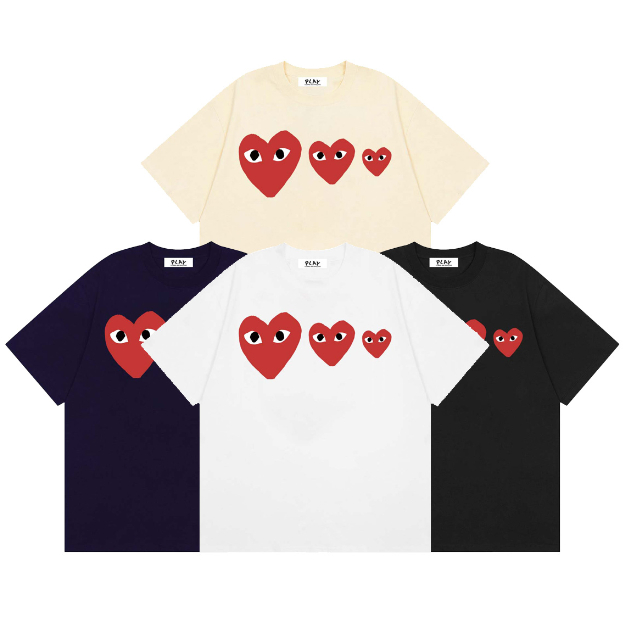 CDG Three Love Kawakubo Rei PLAY Tay ngắn tình yêu