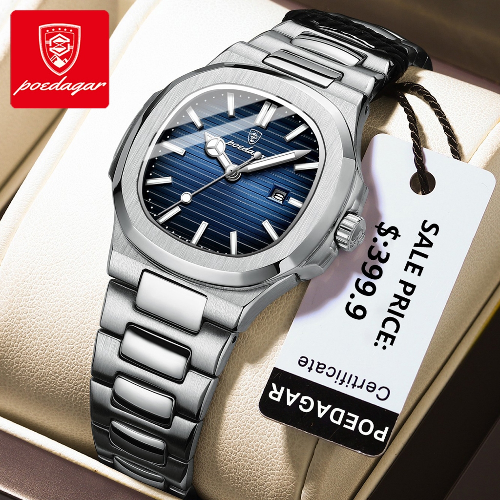 Đồng hồ nữ chính hãng POEDAGAR Dây đeo bằng thép không gỉ Lịch phát sáng chống nước 789