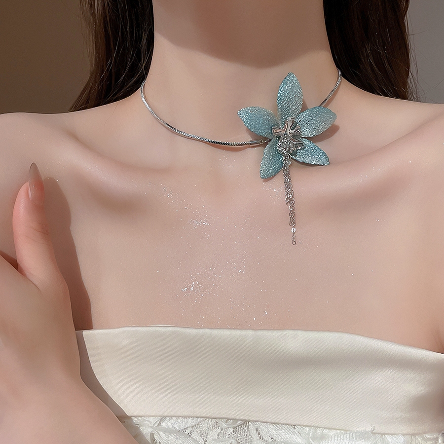 DREJEW Vải tua rua vòng cổ rừng tươi ngọt ngào xương đòn chuỗi thời trang đa năng trang trí vòng cổ