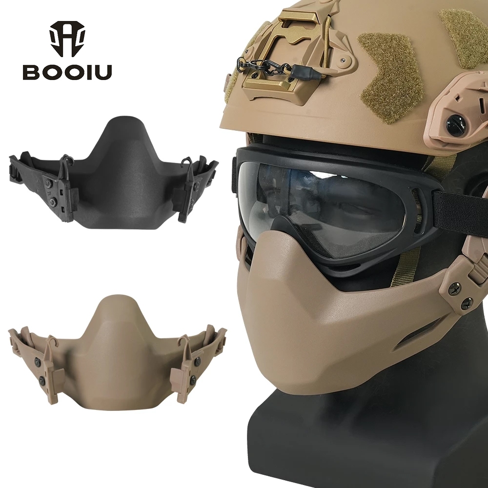 BOOIU Chiến Thuật Nửa Mặt nạ Gấp Nylon Có Móc Có Thể Điều Chỉnh Săn Bắn Paintball Airsoft Mặt nạ Bảo