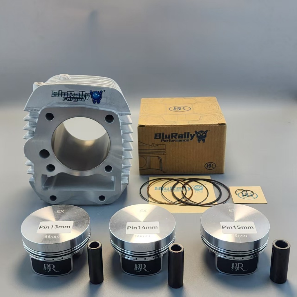 BluRally Motorcycle WAVE125 Bộ xi lanh gốm lỗ khoan lớn 66mm cho WAVE125 với Piston rèn với đầu phẳn
