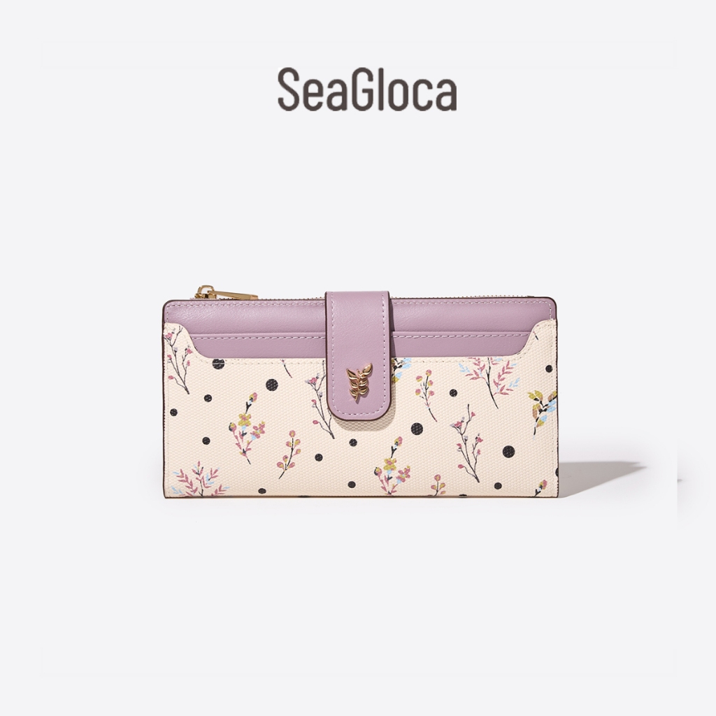 Seagloca Thời Trang Mới Niche Đơn Giản In Hình Cổ Điển Hoa Tươi Dây Kéo Ví Dài Cho Nữ   2414