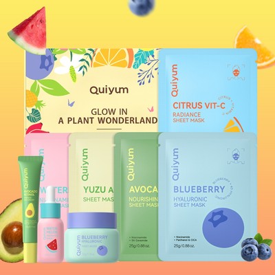 Bộ quà tặng chăm sóc da dưỡng ẩm & làm sáng da sang trọng QUIYUM dành cho da rạng rỡ Bộ sưu tập trái cây tươi 9 chiếc