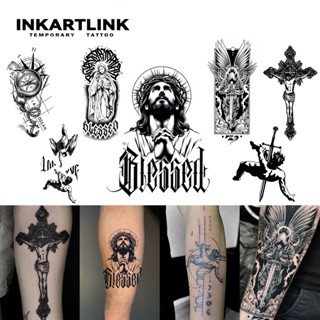 Nhãn dán hình xăm tạm thời cánh tay INKARTLIN, Hình xăm ma thuật lâu trôi chống thấm nước thiên thần lớn, Kéo dài đến 15 ngày Hình xăm giả, Hình xăm bán vĩnh viễn cho nam giới
