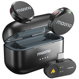  Micro Lavalier không dây Maono Wave T5 Cắm USB C Mic Mini khử tiếng ồn với ứng dụng liên kết Maono 48KHz 24Bit phạm vi 300m và bộ lọc giọng nói để quay Video phát trực tuyến 