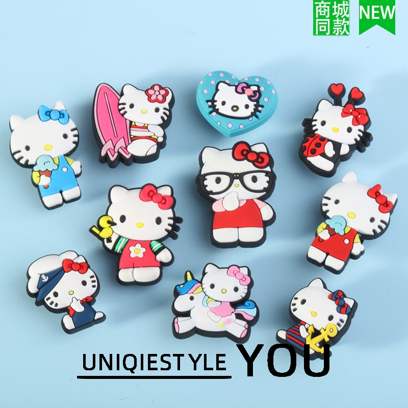 C charms Lỗ Giày Họa Tiết Hoa DIY Hoạt Hình Dễ Thương hello kitty KT Cat Series