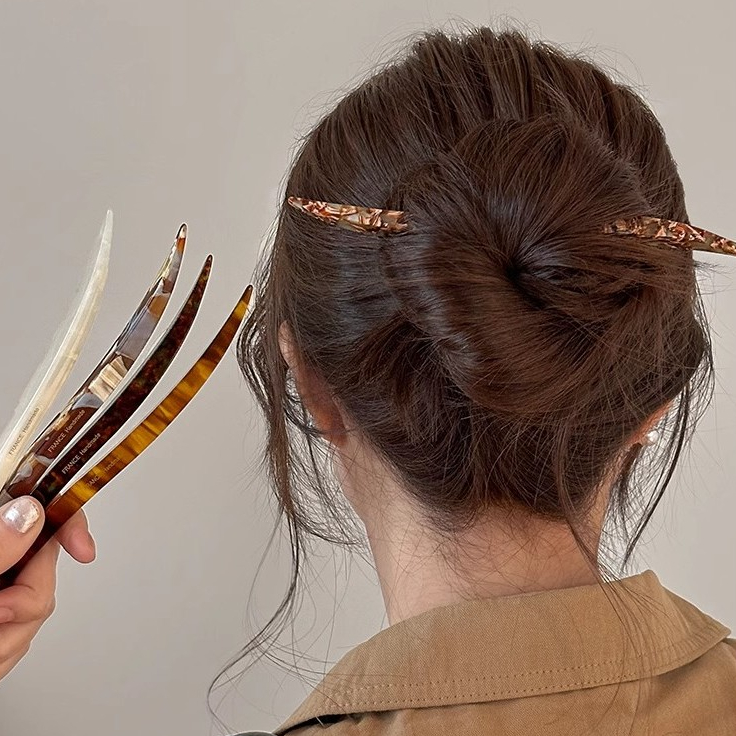 Pháp Retro Acetate Kẹp Tóc Nữ Cao Cấp Cổ Kẹp Tóc Bước Lắc Kẹp Tóc Mũ Đội Đầu