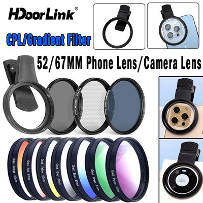 HdoorLink 52 / 67mm Ống kính điện thoại Ống kính máy ảnh Ống kính lọc CPL Bộ lọc phân cực Ống kính điện thoại Clip