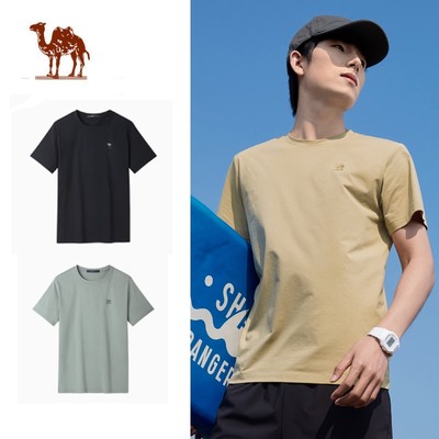 CAMEL CROWN  Nam Ngoài Trời Nhiều Màu Đơn Giản In Hình Cơ Bản Áo Thun Ngắn Tay Người Yêu