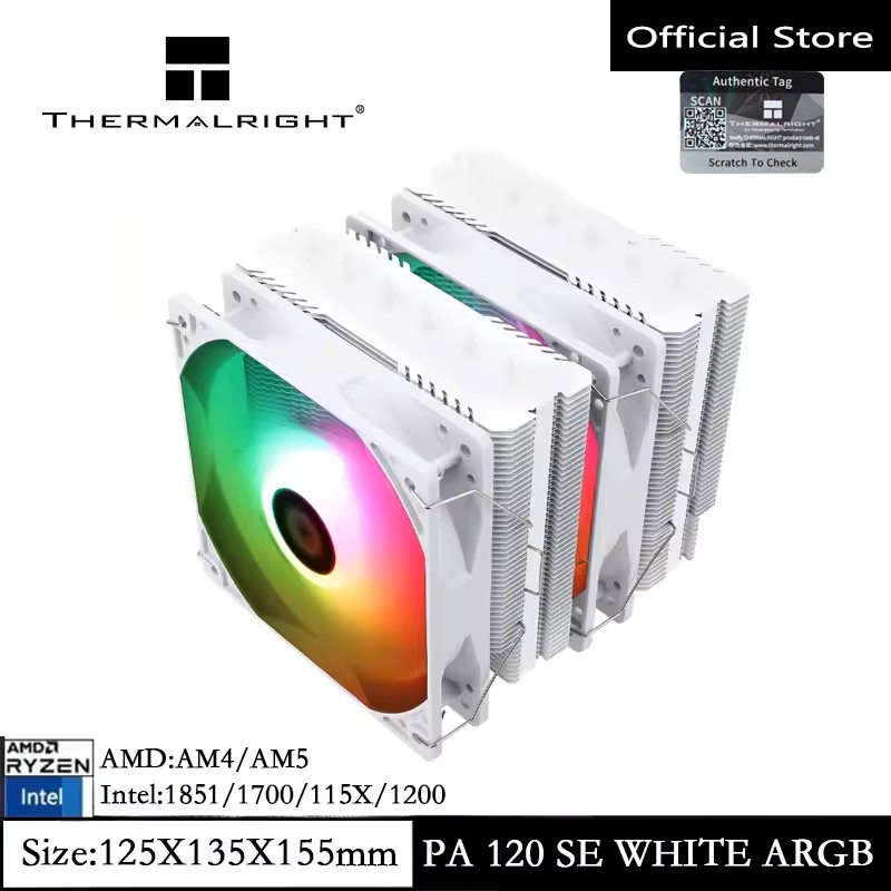 Thermalright PA120 SE Trắng Tản Nhiệt CPU Làm Mát Không Khí 6 Ống Nhiệt Khung Máy Tính Tản Nhiệt Quạ