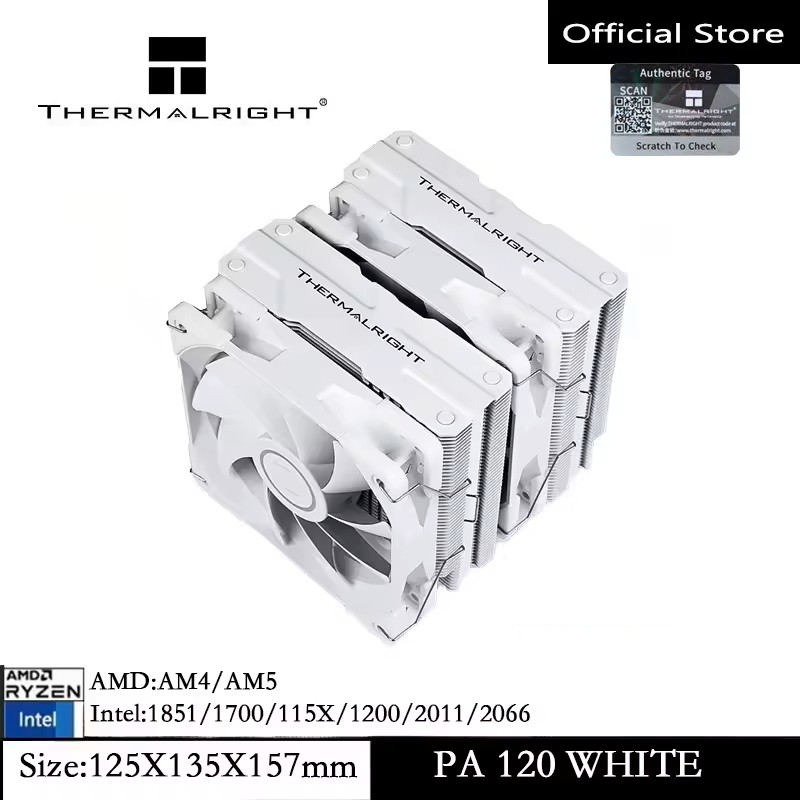 Thermalright PA120 Trắng CPU Làm Mát Không Khí 6 Ống Nhiệt Làm Mát Tản Nhiệt Khung Xe Tản Nhiệt PC Q