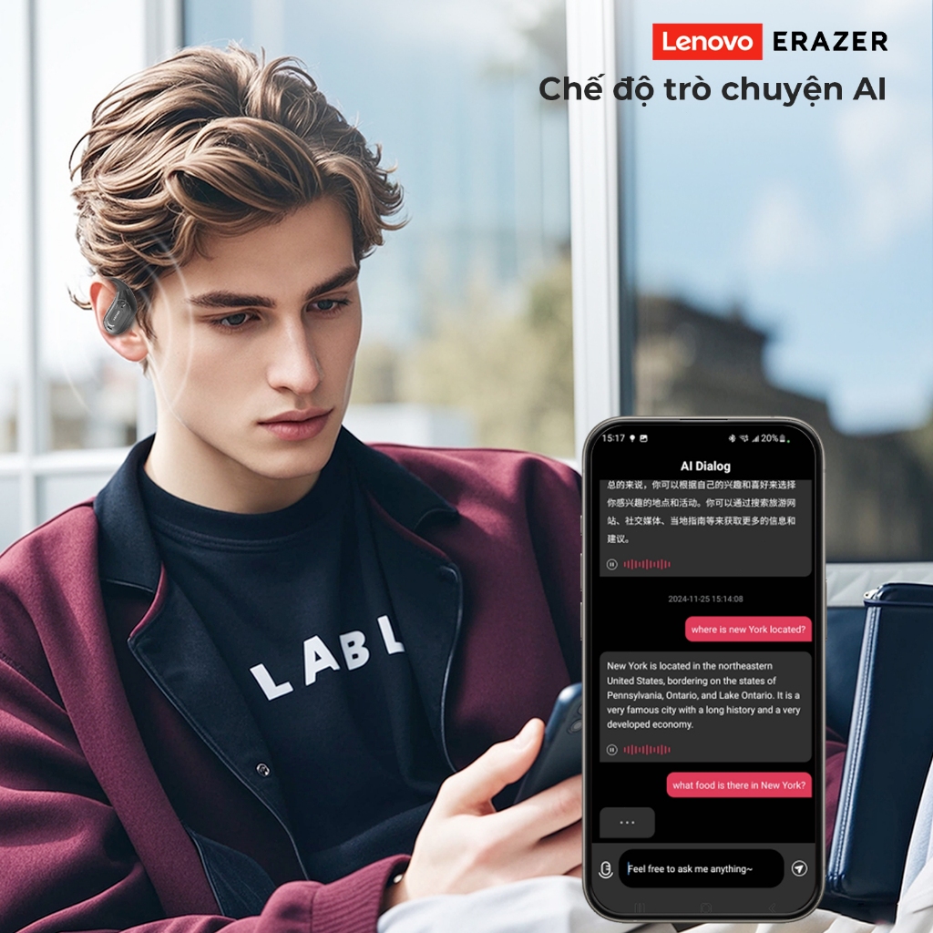 ERAZER XF51 AI tai nghe phiên dịch V6.0 Tai nghe Bluetooth Khử ồn thông minh Cuộc gọi HD Âm nhạc Thời trang Tai nghe thể thao IP55 Chống nước chống mồ hôi | BigBuy360 - bigbuy360.vn