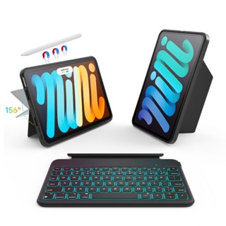 Dành Cho iPad Mini A17 Pro / iPad Mini 6 / 7 8.3 "Bàn Phím Có Thể Tháo Rời Bảo Vệ Toàn Diện Cho 156° Chân dung & phong cảnh có thể điều chỉnh, 7 đèn nền & Hộp đựng bút chì có thể sạc lại & 11 phím tắt