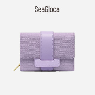 SeaGloca Dung Tích Lớn Gấp Ví Ngắn Nhiều Khe Cắm Thẻ Phong Cách Ngang Lật Bao Tiền Xu Ví Nữ