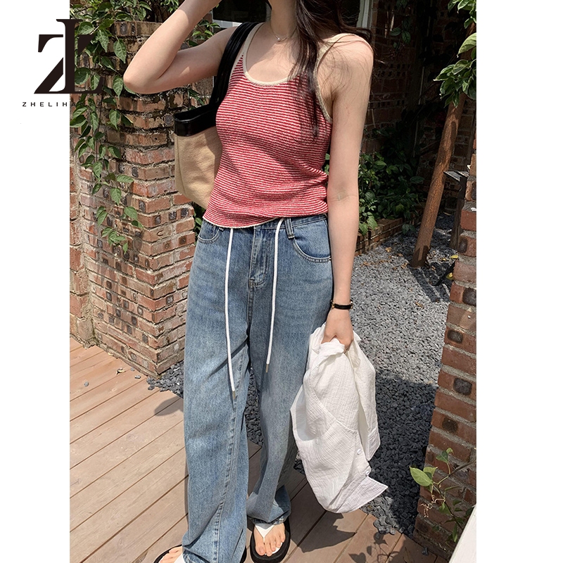 ZHELIHANGFEI Áo yếm sọc cổ điển dành cho nữ không tay | BigBuy360 - bigbuy360.vn
