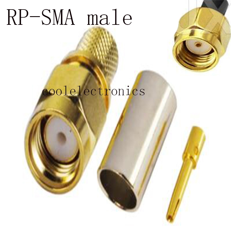 5 Chiếc RP-SMA Nam Cắm Thẳng Uốn Cho LMR240 RG8X RG-8X 50-4 RG59 Cáp Coax RF Kết Nối Adapter