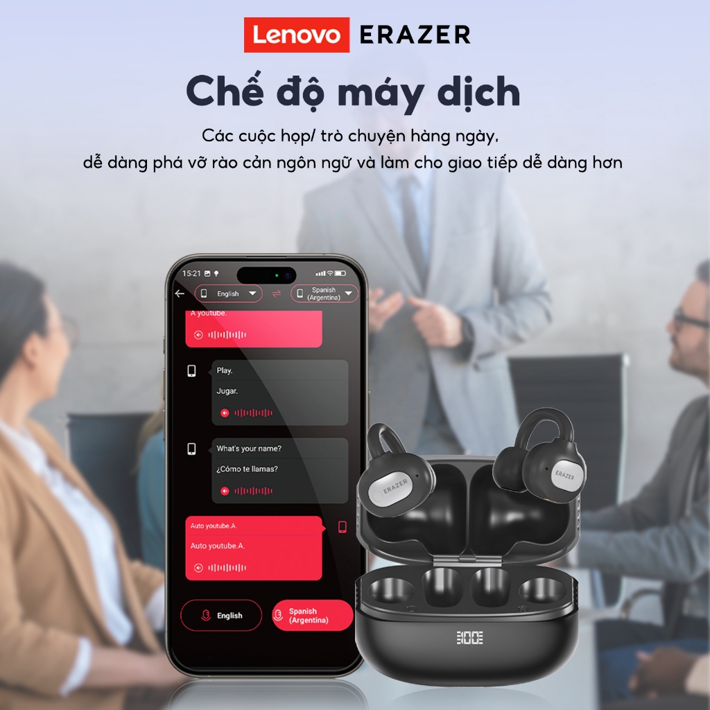 Lenovo ERAZER XF50 AI tai nghe phiên dịch Tai nghe Bluetooth V6.0 Cuộc gọi HD Âm nhạc Trò chơi Không chậm trễ Tai nghe thể thao Đàm phán hội nghị du lịch toàn cầu tai nghe không dây | BigBuy360 - bigbuy360.vn