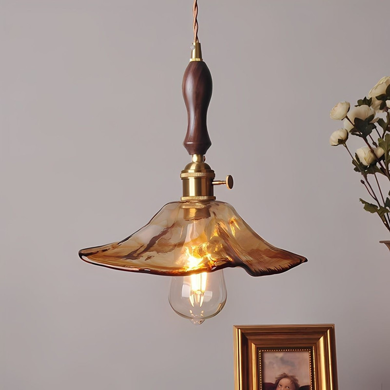 Đèn chùm thủy tinh màu Cognac