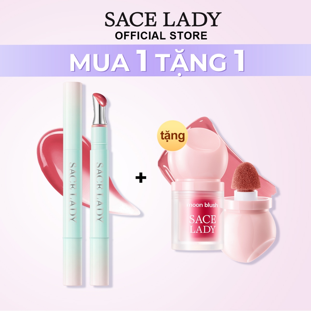 Son môi không dính + Phấn má hồng lười SACE LADY  màu bóng lâu trôi  ễ áp dụng  không thấm nước