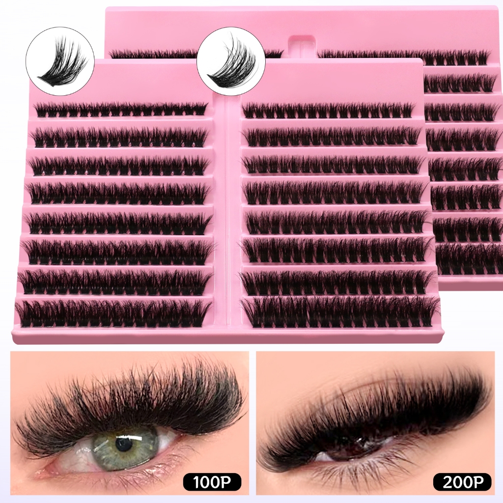 Cụm Lông Mi Lông Tơ 200D Dày Dài 8-16mm Cụm Khối Lượng Lông Mi Nối Mi Chống Thấm Nước Lông Mi