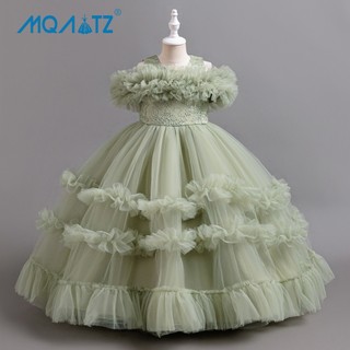 MQATZ Thanh Lịch Dài Đảng Bé Gái Đầm Cho Trẻ Em Quần Áo Bơ Xanh Công Chúa Váy Thiếu Niên Trẻ Em Prom Áo ALP-0100
