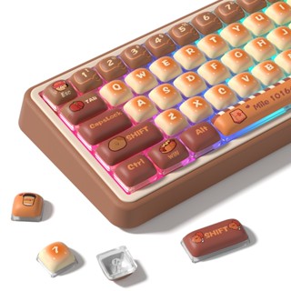  Womier Brown Burger Dễ Thương 125 Phím Nhuộm Sub PBT MOG Profile Keycap Bộ Cho Bàn Phím Chơi Game Cơ Khí 