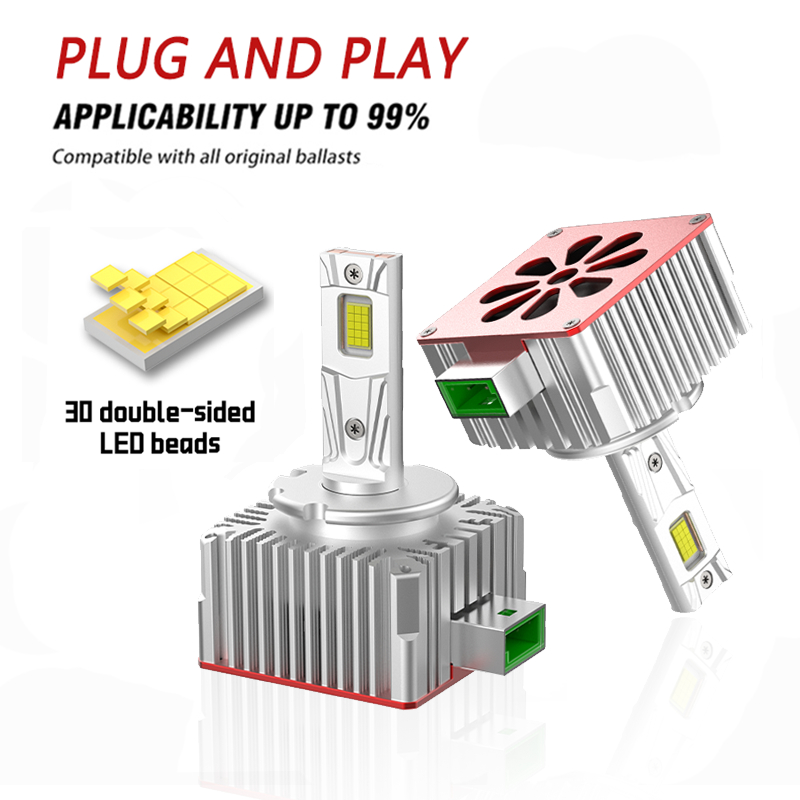 Đèn pha LED ô tô D1S D3S D2S D4S D8S Bóng đèn tự động Hai mặt 300W D1R D2R D3R D4R Cắm & Chạy đèn ô 